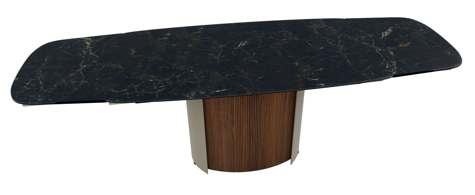 Yoroi Metal/Ceramic/Veneer Rectangular Extendable Dining Table w/Rounded Corners