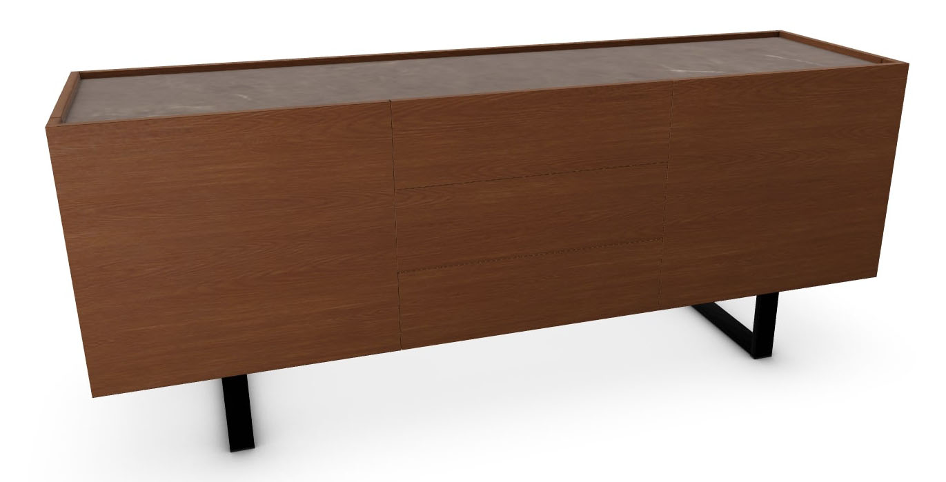 Horizon Ceramic/Wood/Metal Customizable Sideboard w/2 Doors & 3 Drawers & Metal Base