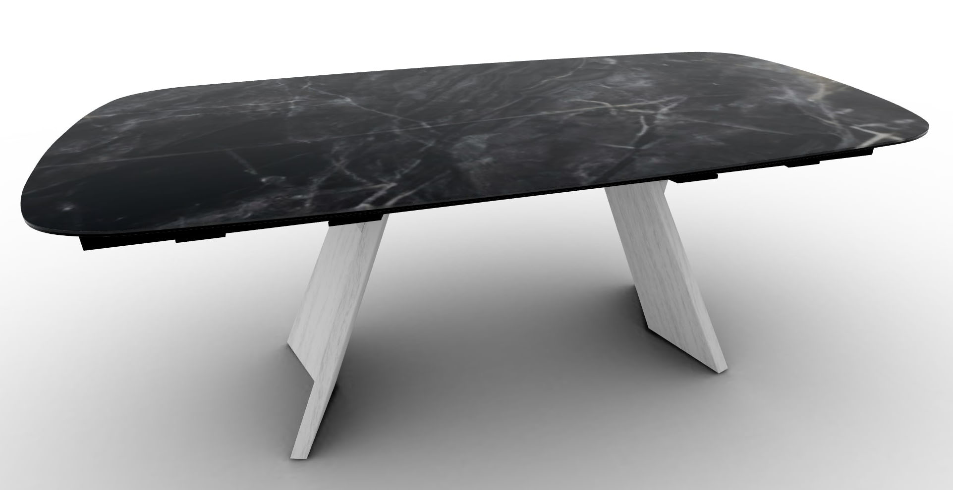 Icaro W78.7"-97.6"-116.5" Ceramic/Wood Customizable Extendable Elliptical Dining Table
