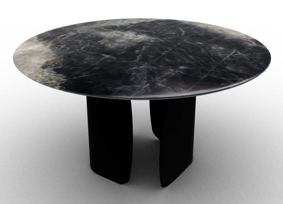 Twins W55.1-inch Ceramic/Metal Customizable Round Dining Table