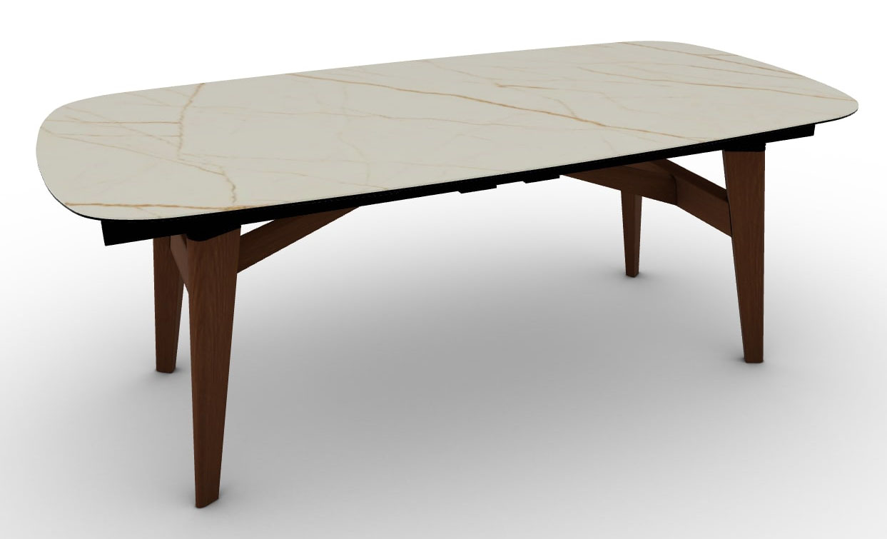 Abrey W78.7"-98.4"-118.1" Ceramic/Wood Customizable Extendable Elliptical Dining Table