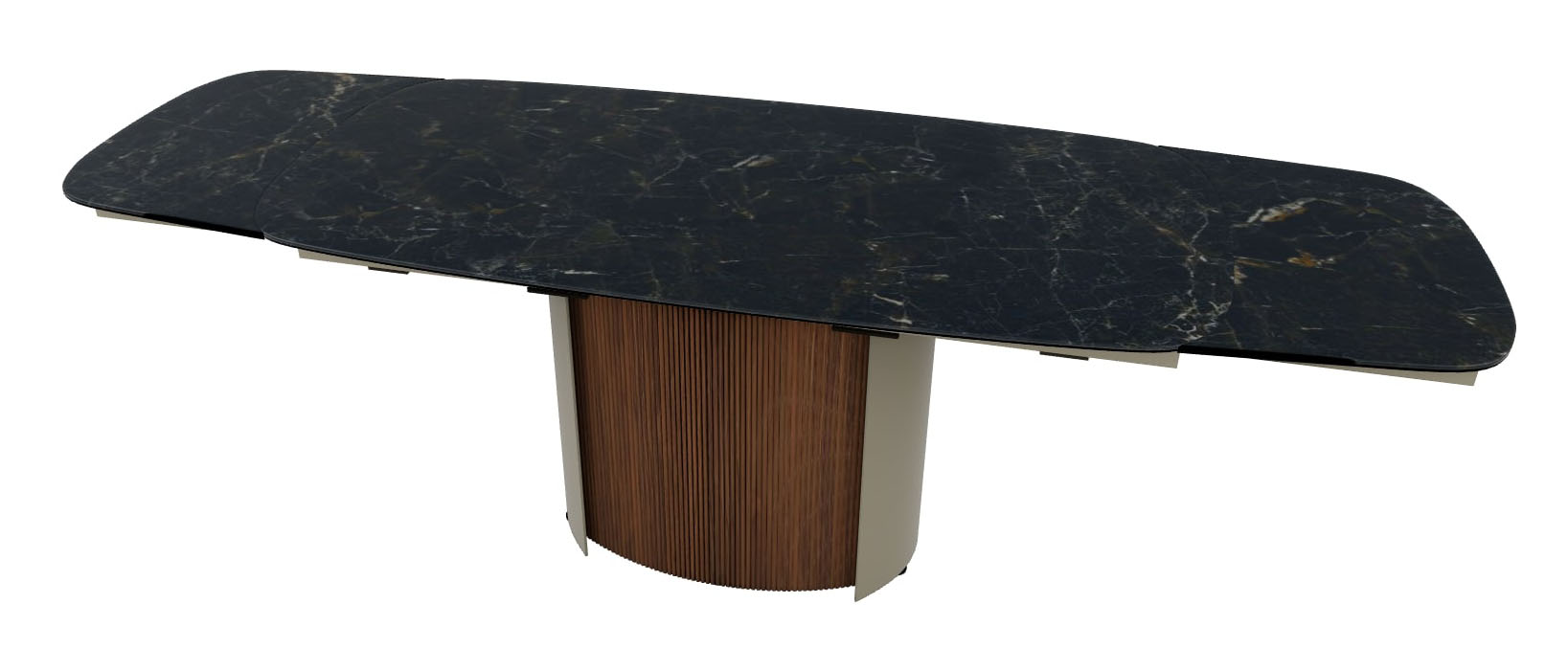Yoroi Metal/Ceramic/Veneer Rectangular Extendable Dining Table w/Rounded Corners