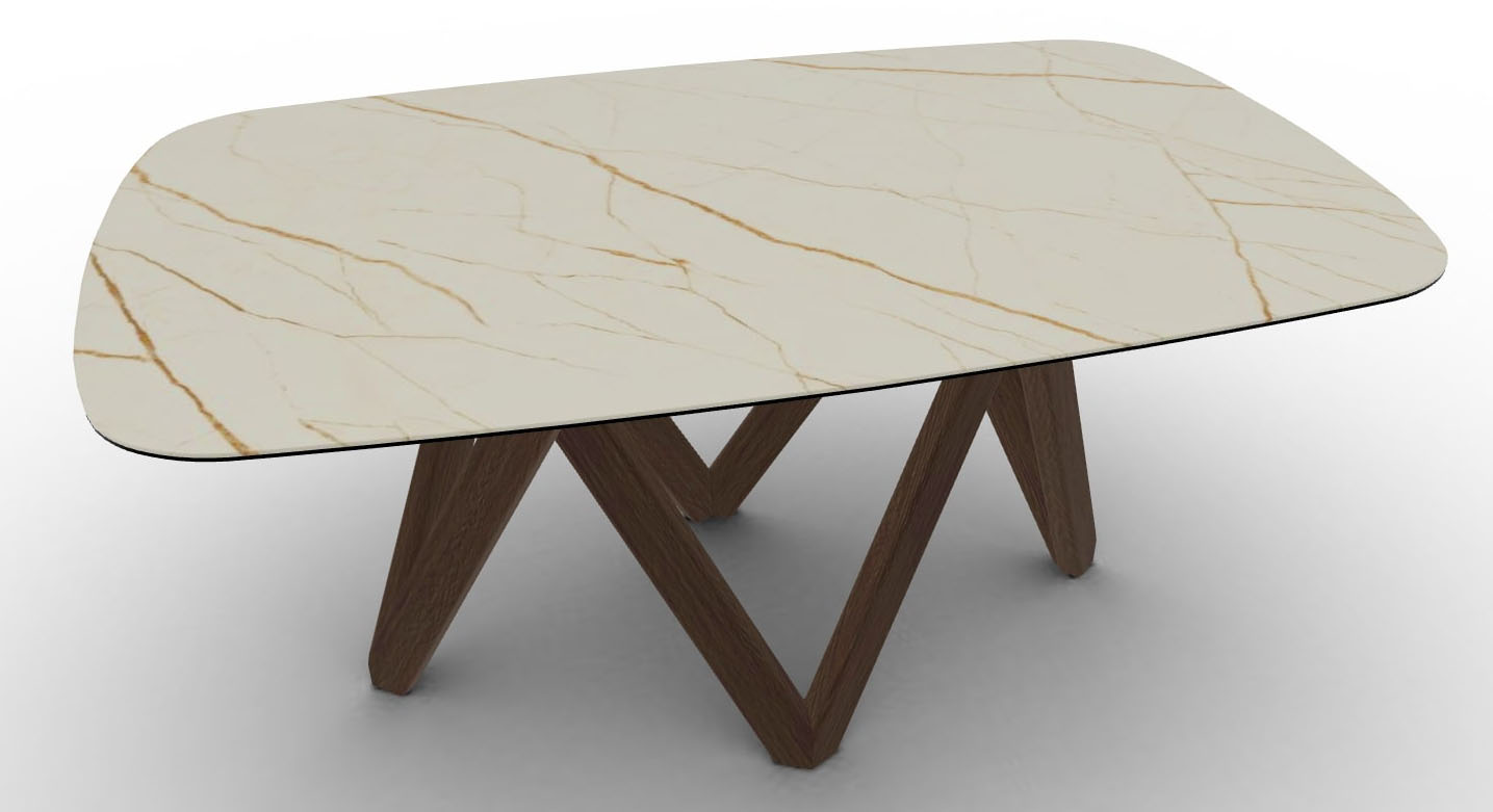 Cartesio W64.9"-79.9"-94.8" Ceramic/Metal/Wood Customizable Extendable Elliptical Dining Table