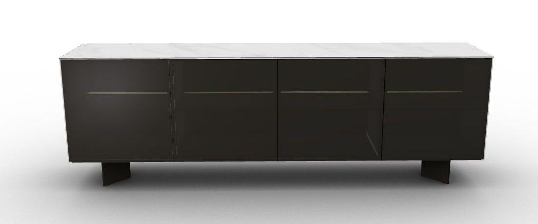 Universal Ceramic/Wood Customizable Sideboard w/4 Glass Doors & Metal Frame