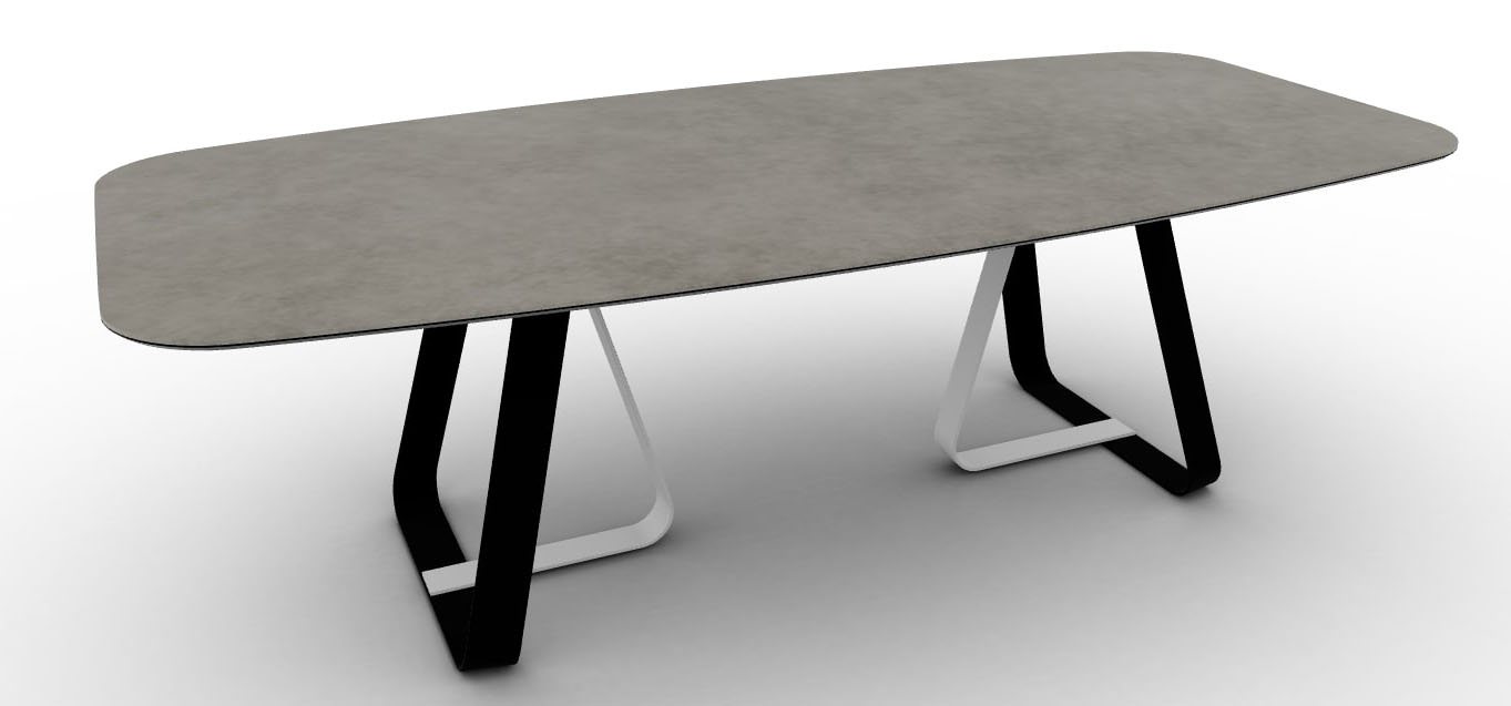 Sunshine W98.4-inch Ceramic/Metal Customizable Elliptical Dining Table
