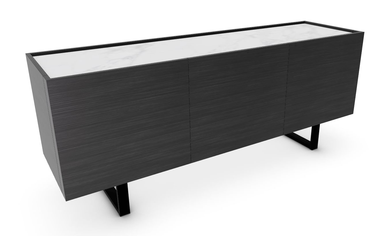 Horizon Ceramic/Wood/Metal Customizable Sideboard w/3 Doors & Metal Base