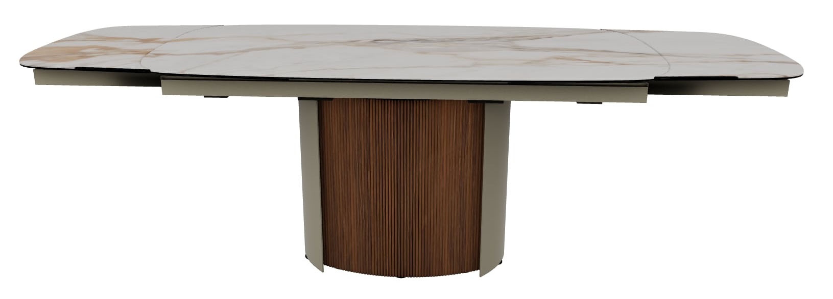 Yoroi Metal/Ceramic/Veneer Rectangular Extendable Dining Table w/Rounded Corners