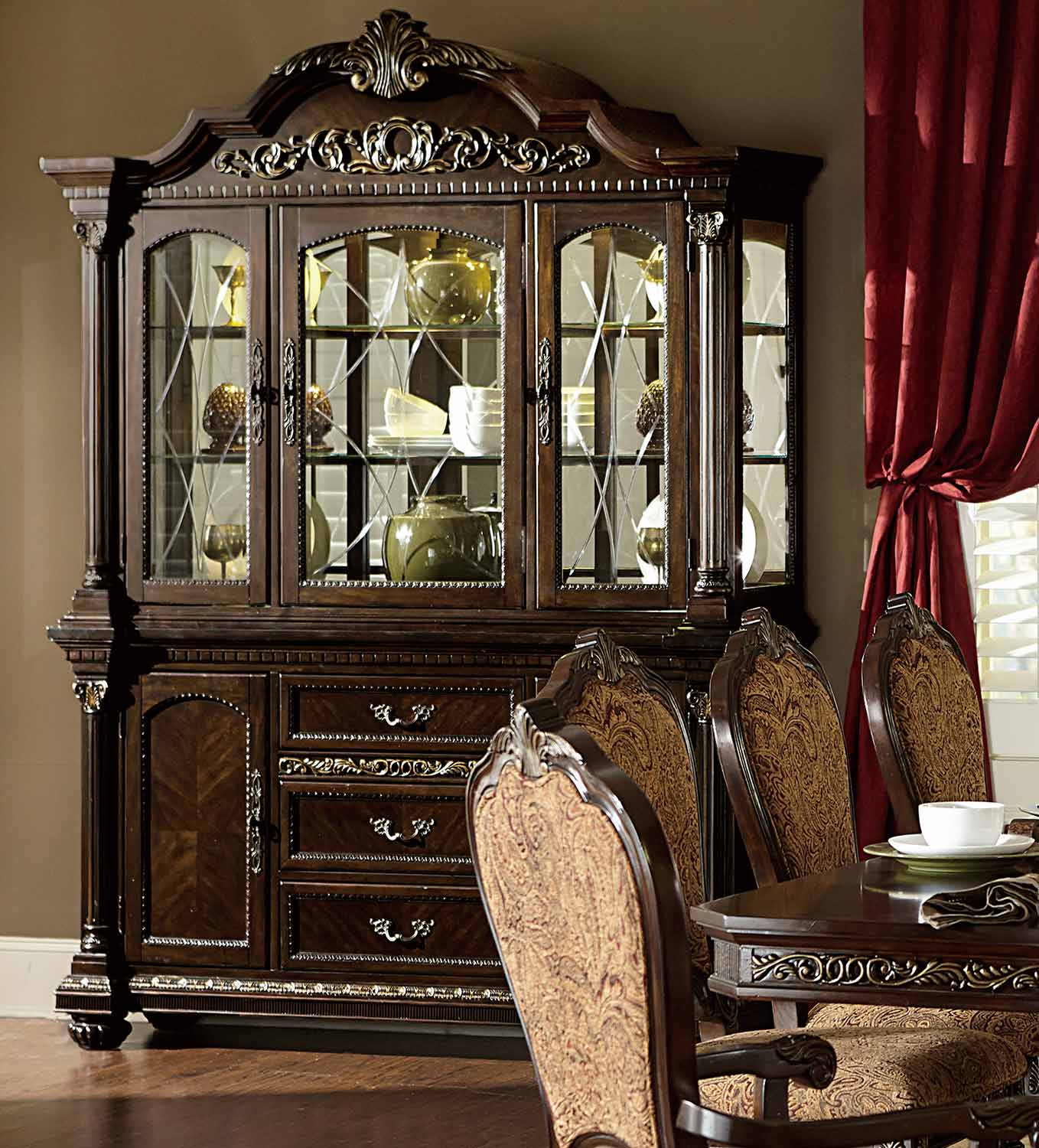 Russian Hill Classic Glass/Wood China Cabinet by Homelegance
