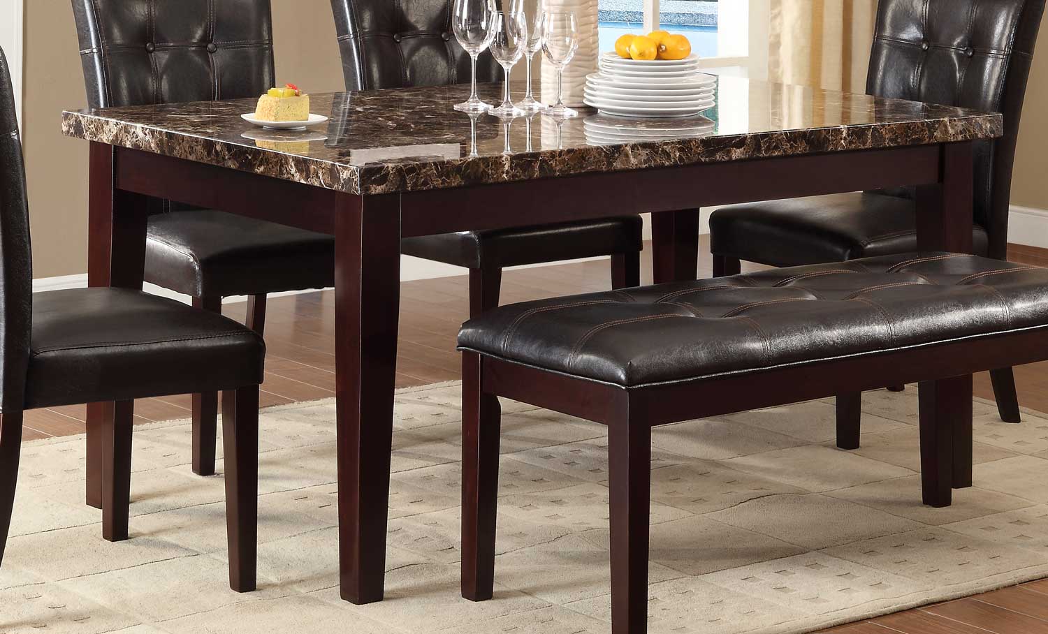 Teague Classic Rectangular Faux Marble/Wood Dining Table by Homelegance