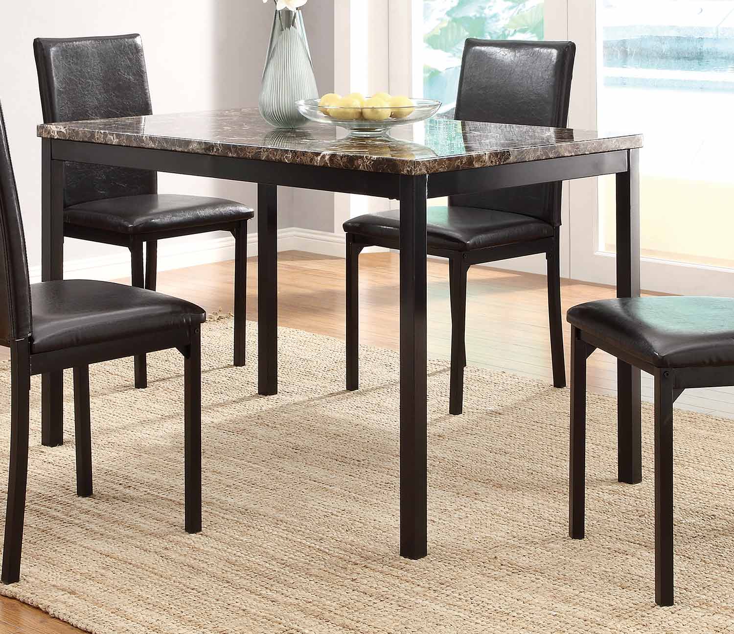 Tempe Classic	Rectangular Faux Marble/Metal Dining Table by Homelegance