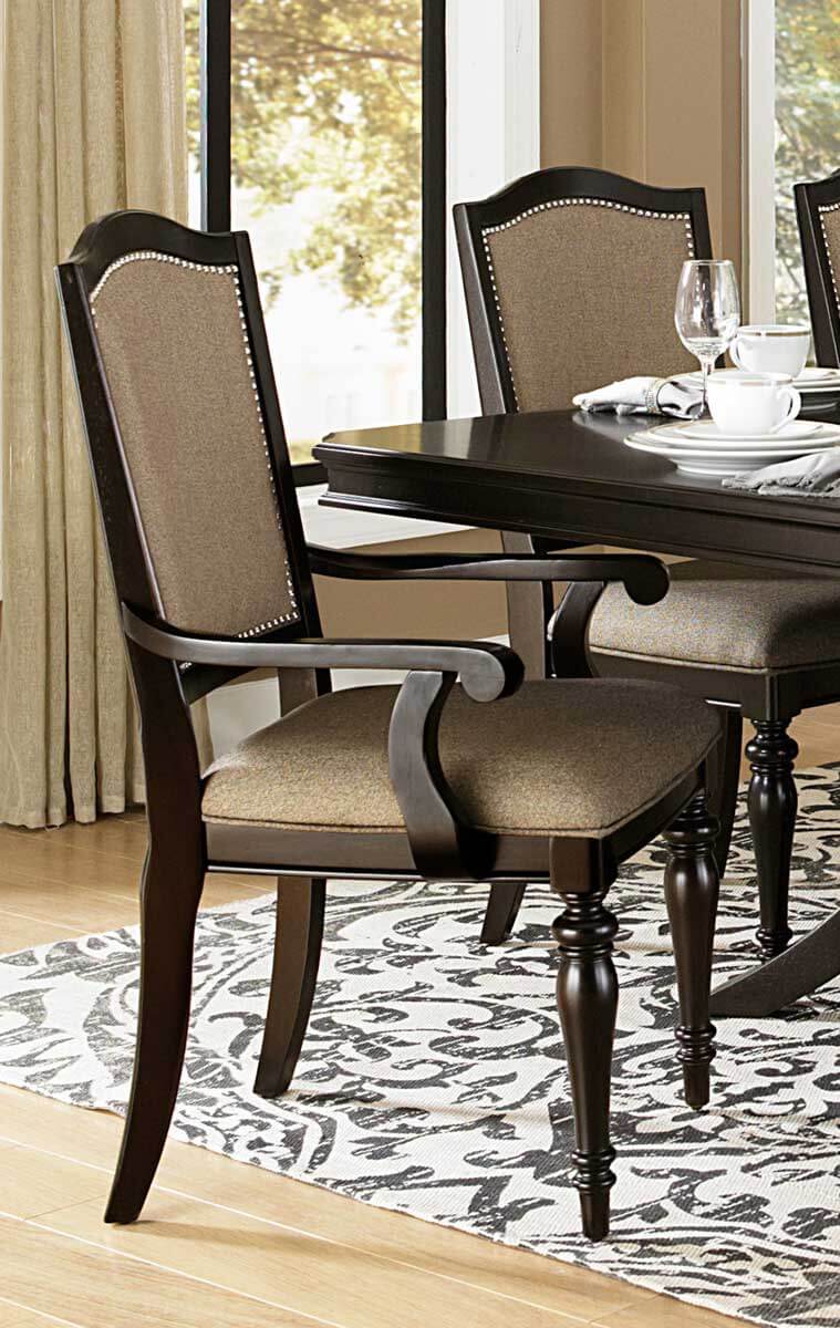 Marston Classic Fabric/Wood Dining Arm Chair by Homelegance