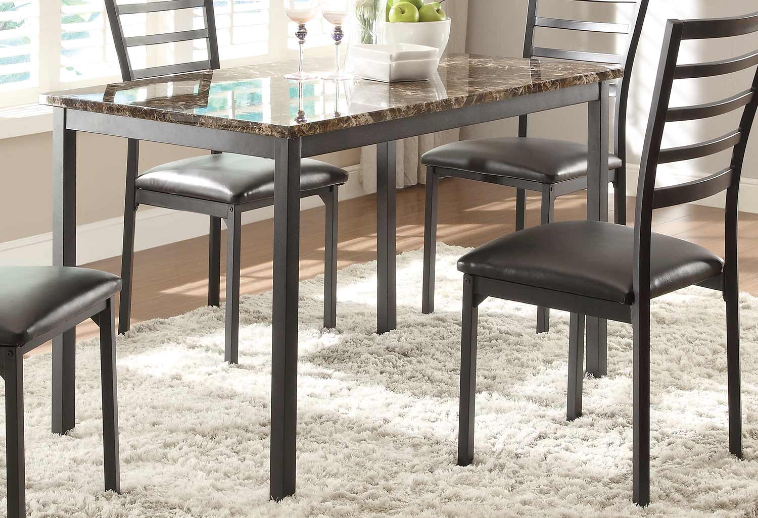Flannery Rectangular Faux Marbl/Metal Dining Table by Homelegance