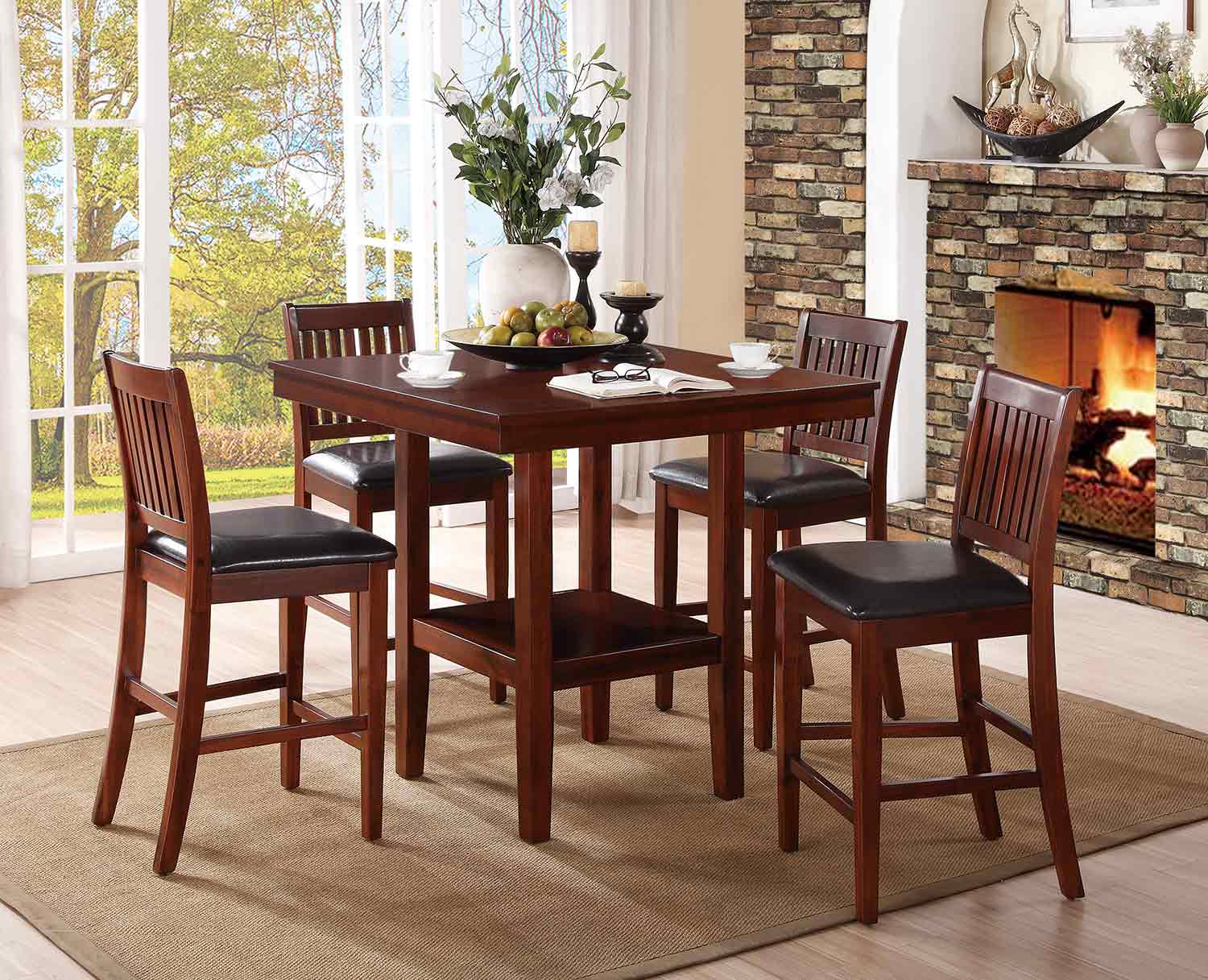 Galena Transitional Counter Dining Room Set (Table + 4 Chairs) by Homelegance