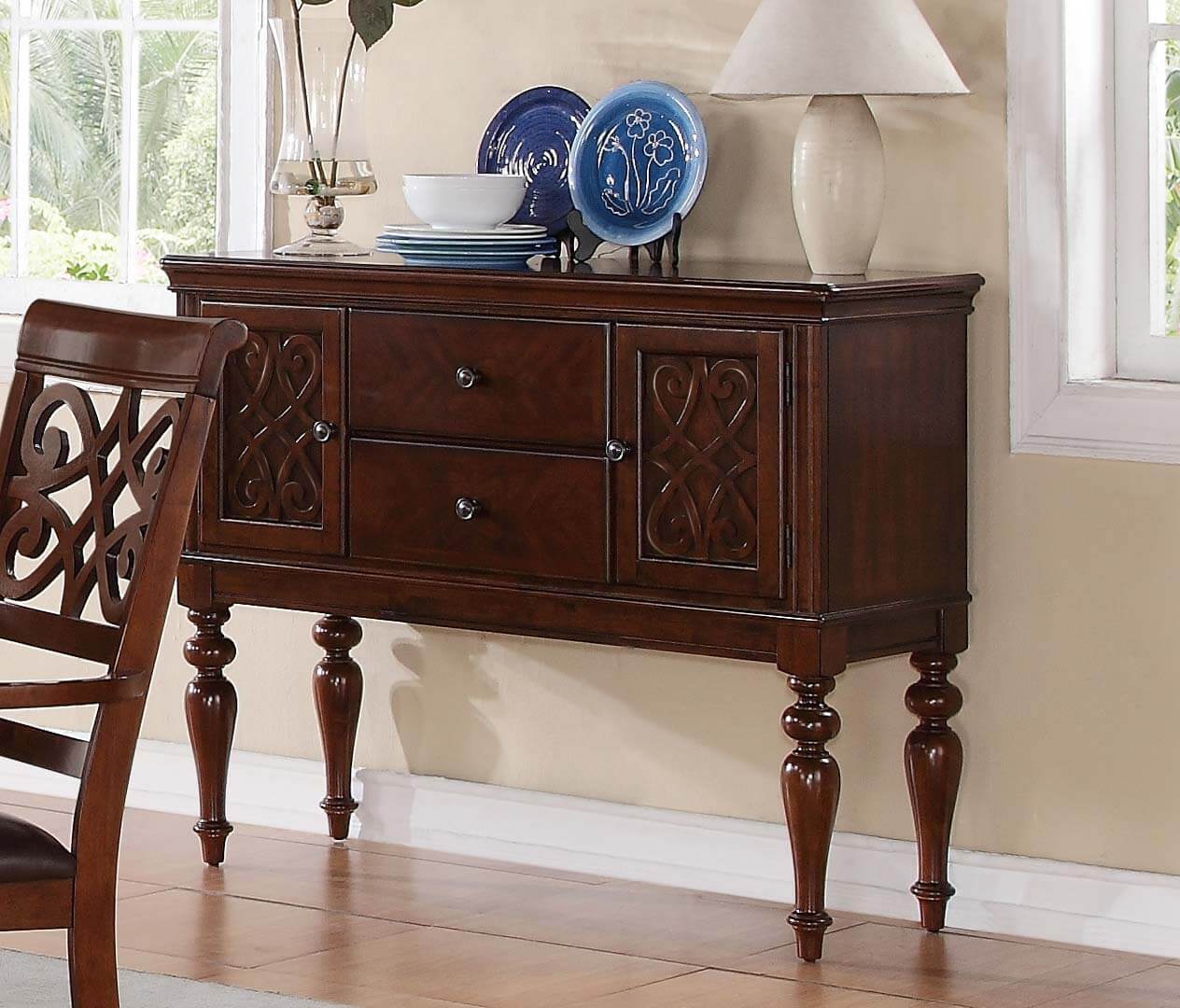 Creswell Leg Classic Wood/Wood Veneer Buffet by Homelegance