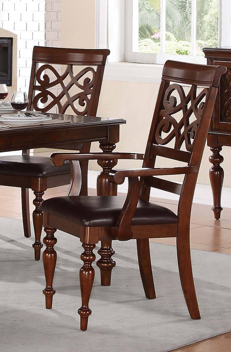 Cresswell Leg Classic Vinyl/Wood Dining Arm Chair by Homelegance