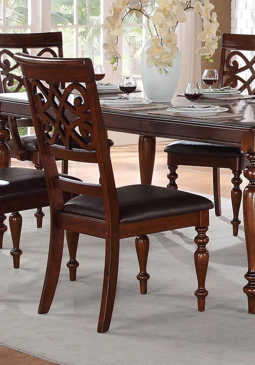 Cresswell Leg Transitional Vinyl/Wood Dining Chair by Homelegance