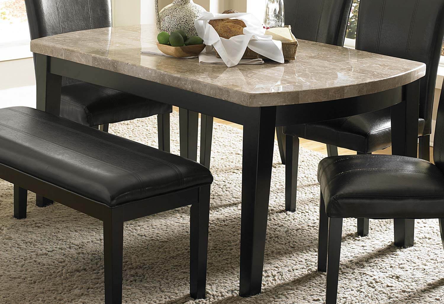 Cristo Rectangle Wood/Wood Veneerarble Dining Table by Homelegance