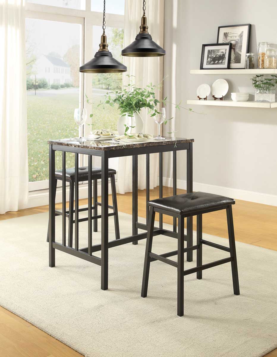 Edgar Industrial  Counter Dining Room Set (Table + 2 Chairs)