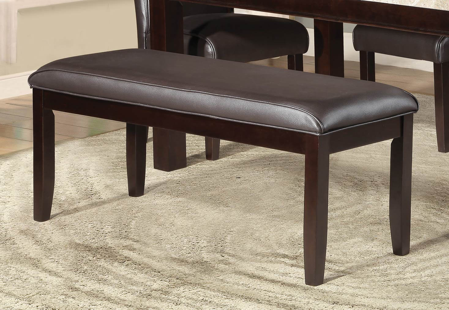 Festus Modern Vinyl Dining Bench, Dark Cherry/Dark Brown by Homelegance