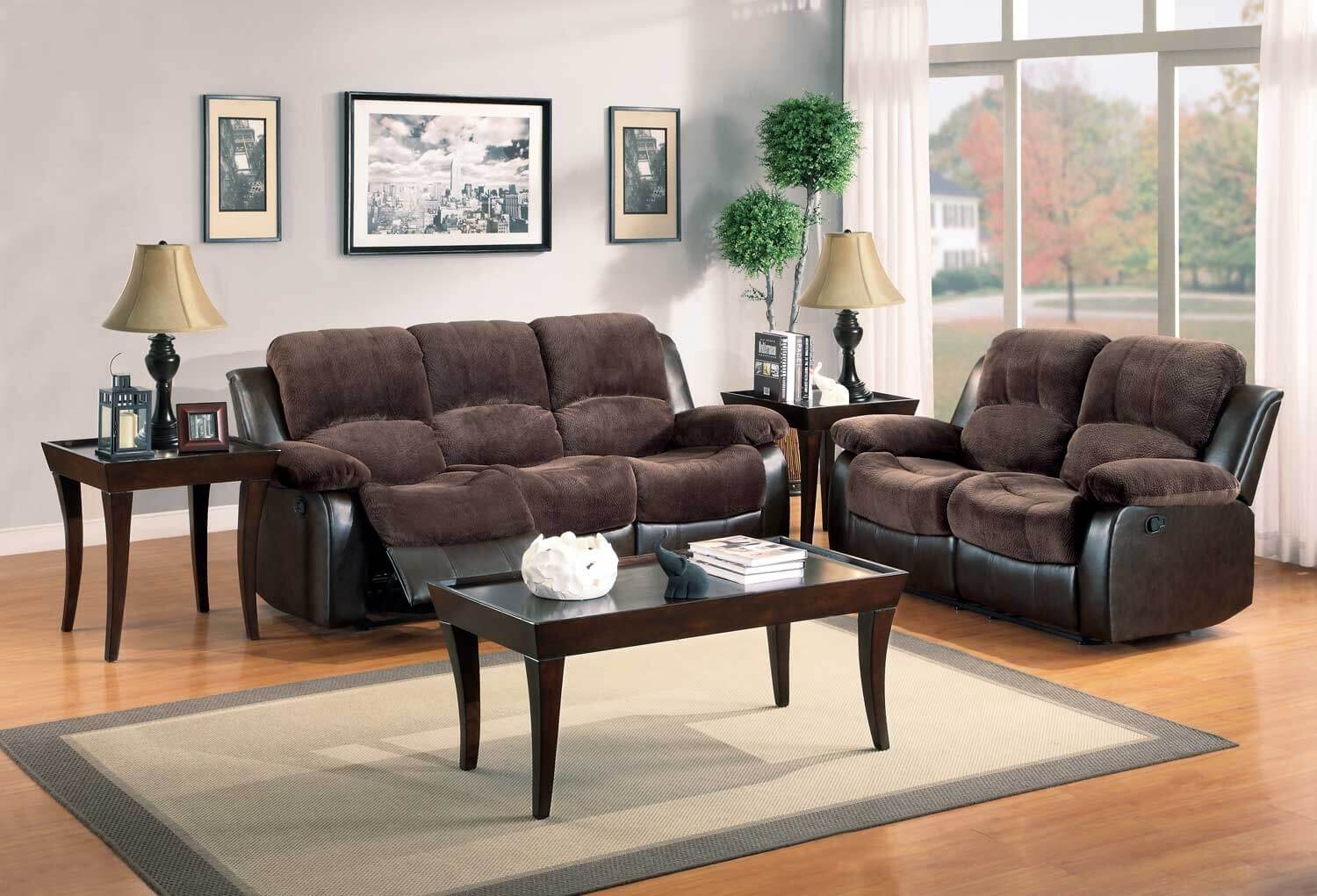 Cranley Dark Brown Double Reclining Living Room Set