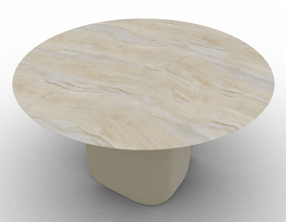 Twins W55.1-inch Ceramic/Metal Customizable Round Dining Table