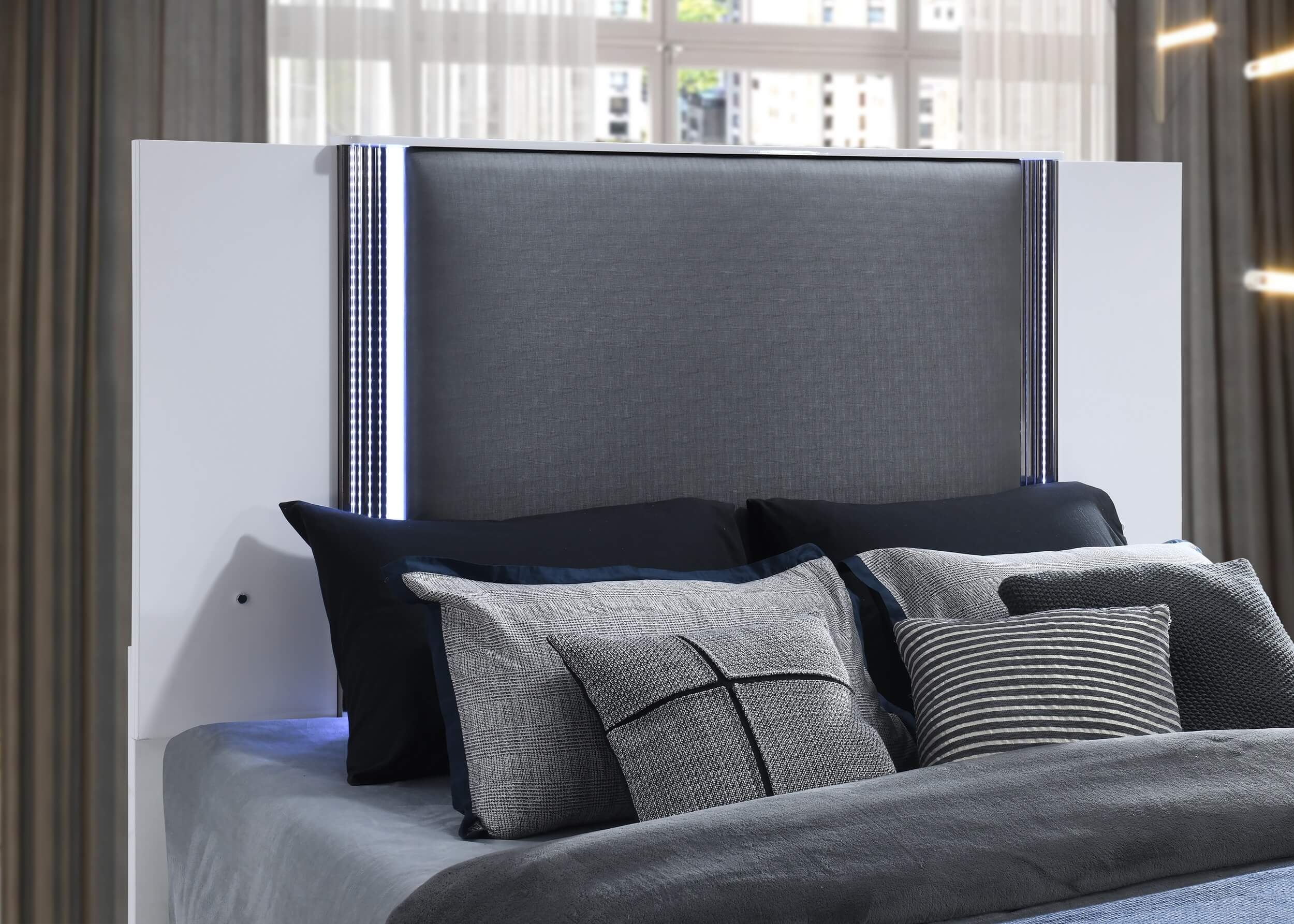 Ylime MDF/Wood Platform Bed w/LED Lighting, King Size