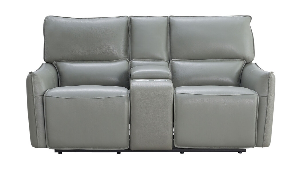 Heather Premium Leather Loveseat w/ Console
