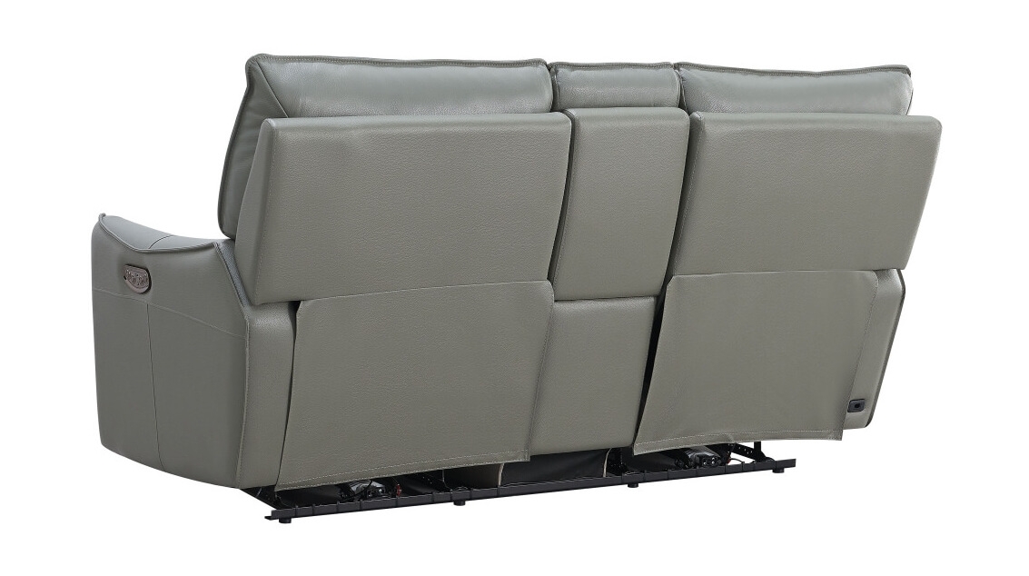 Heather Premium Leather Loveseat w/ Console