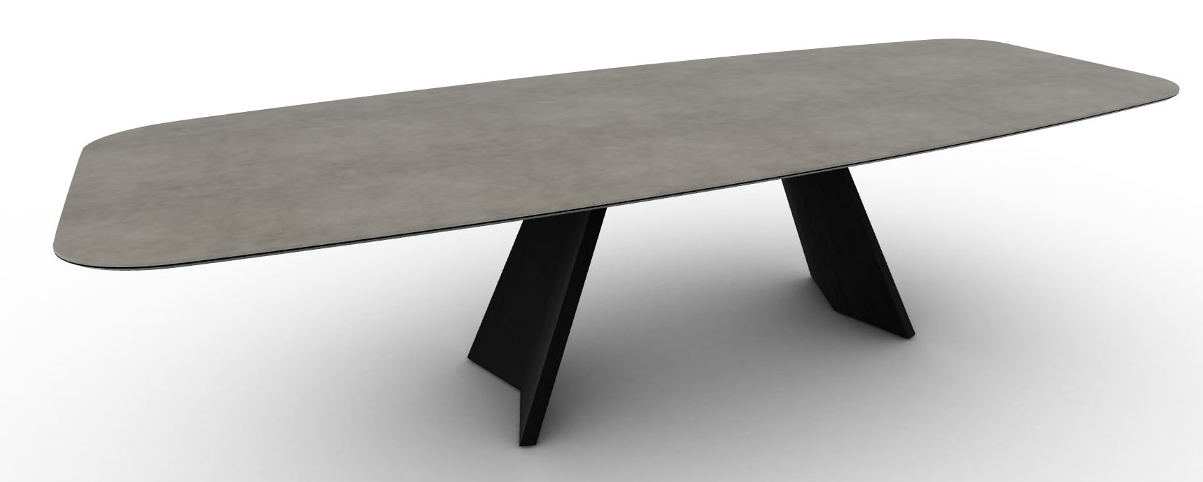 Icaro W118.1-inch Ceramic/Wood Customizable Elliptical Dining Table