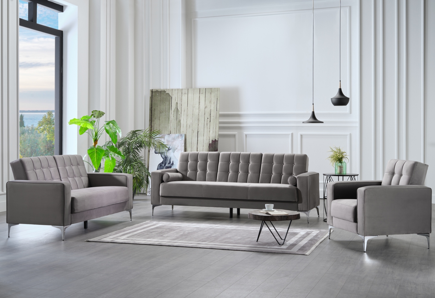 Hemera Fabric Storage Sleeper Living Room Set