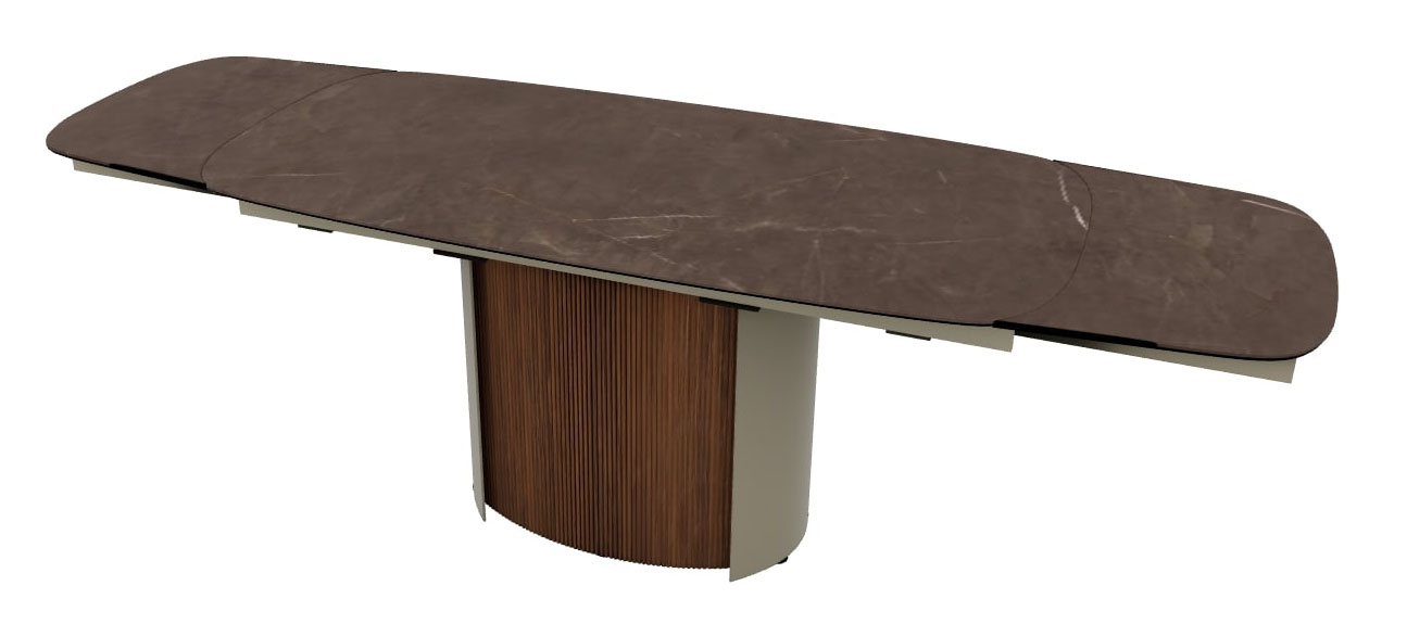 Yoroi Metal/Ceramic/Veneer Rectangular Extendable Dining Table w/Rounded Corners