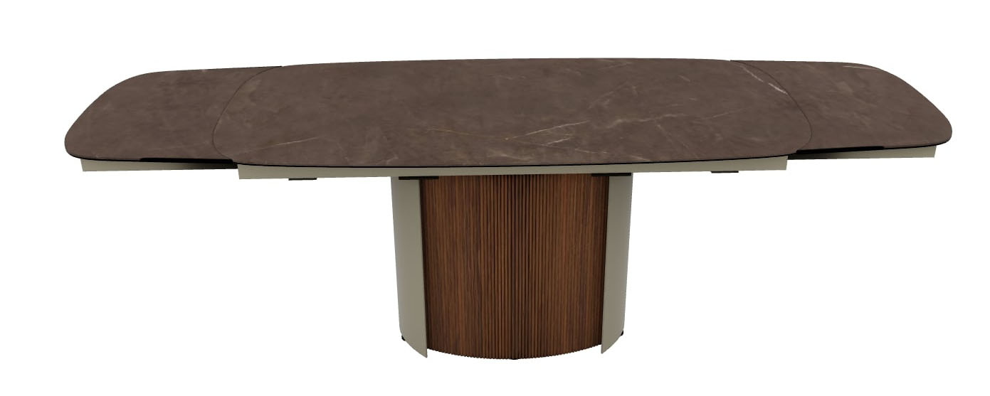 Yoroi Metal/Ceramic/Veneer Rectangular Extendable Dining Table w/Rounded Corners