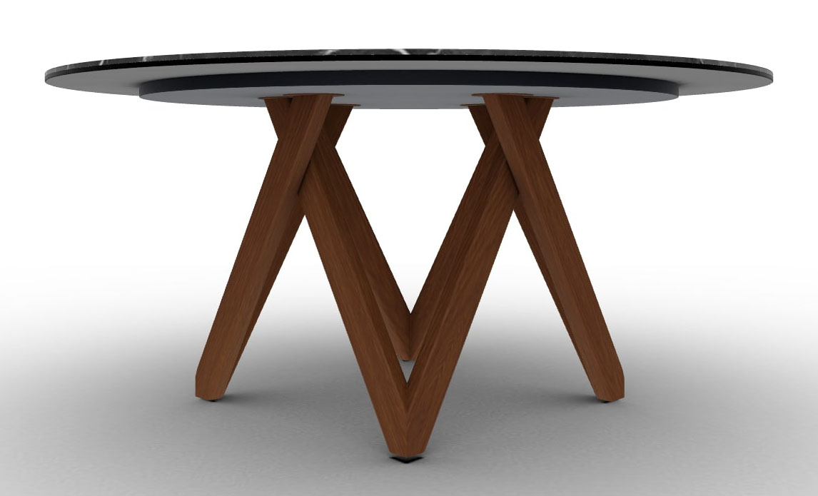 Cartesio Wood/Ceramic Round Dining Table