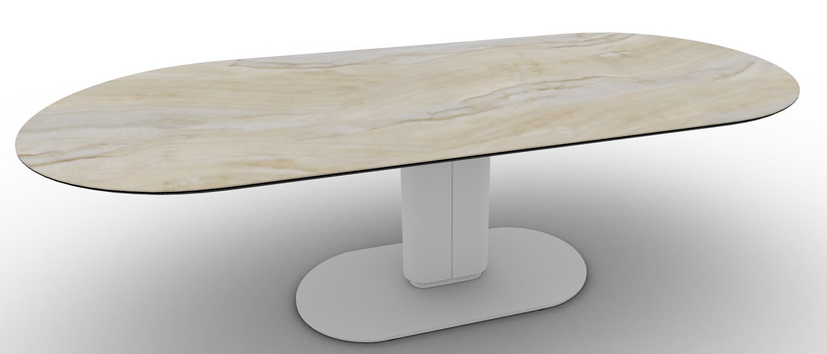 Cameo W98.4-inch Ceramic/Metal/Wood Customizable Oval Dining Table