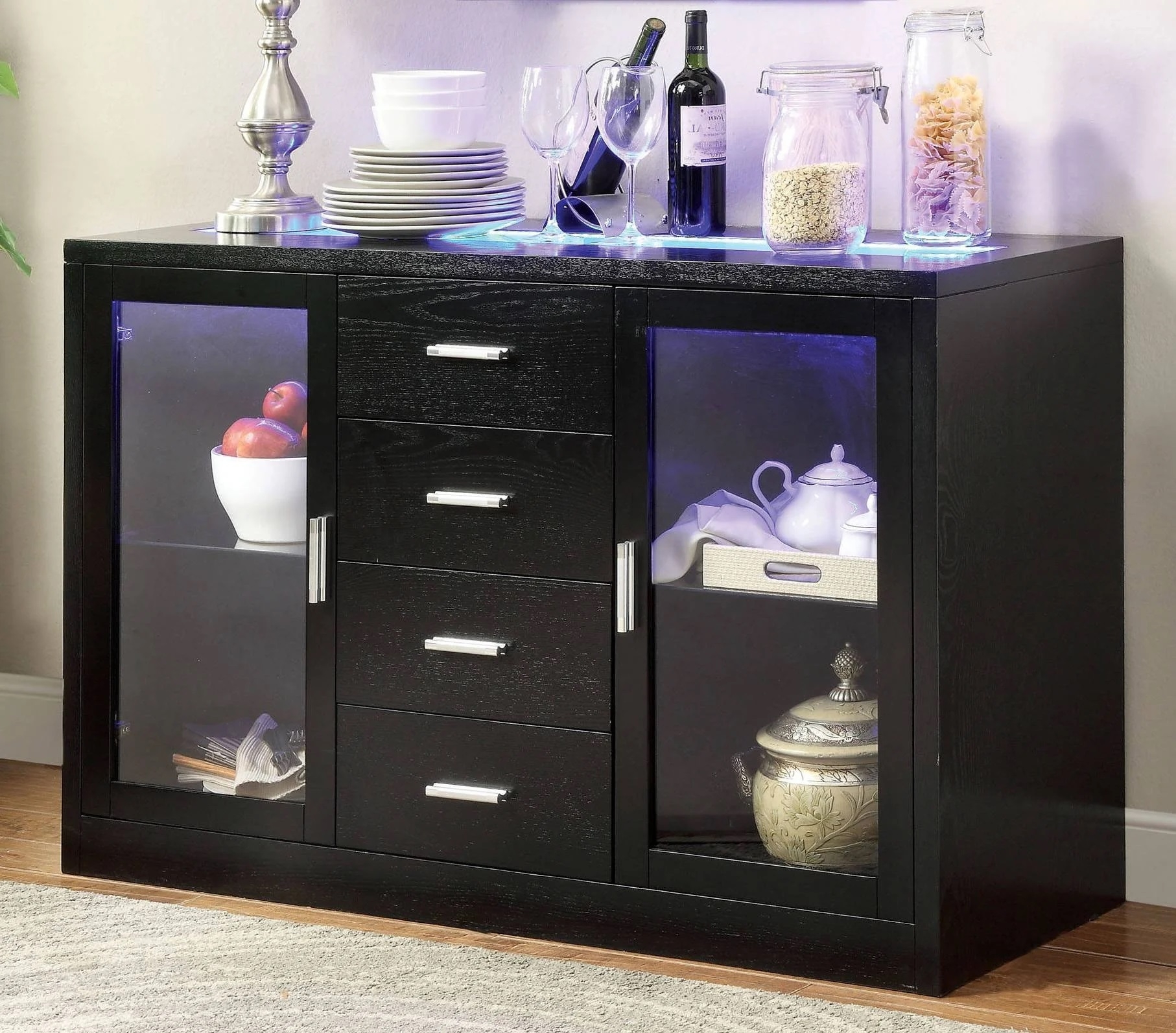 Luminar I Wood/Glass LED Dining Set