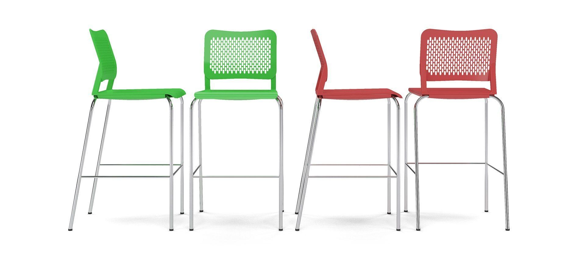 Wait High Armless Chair, Plastic Back & Seat, 4-leg Base
