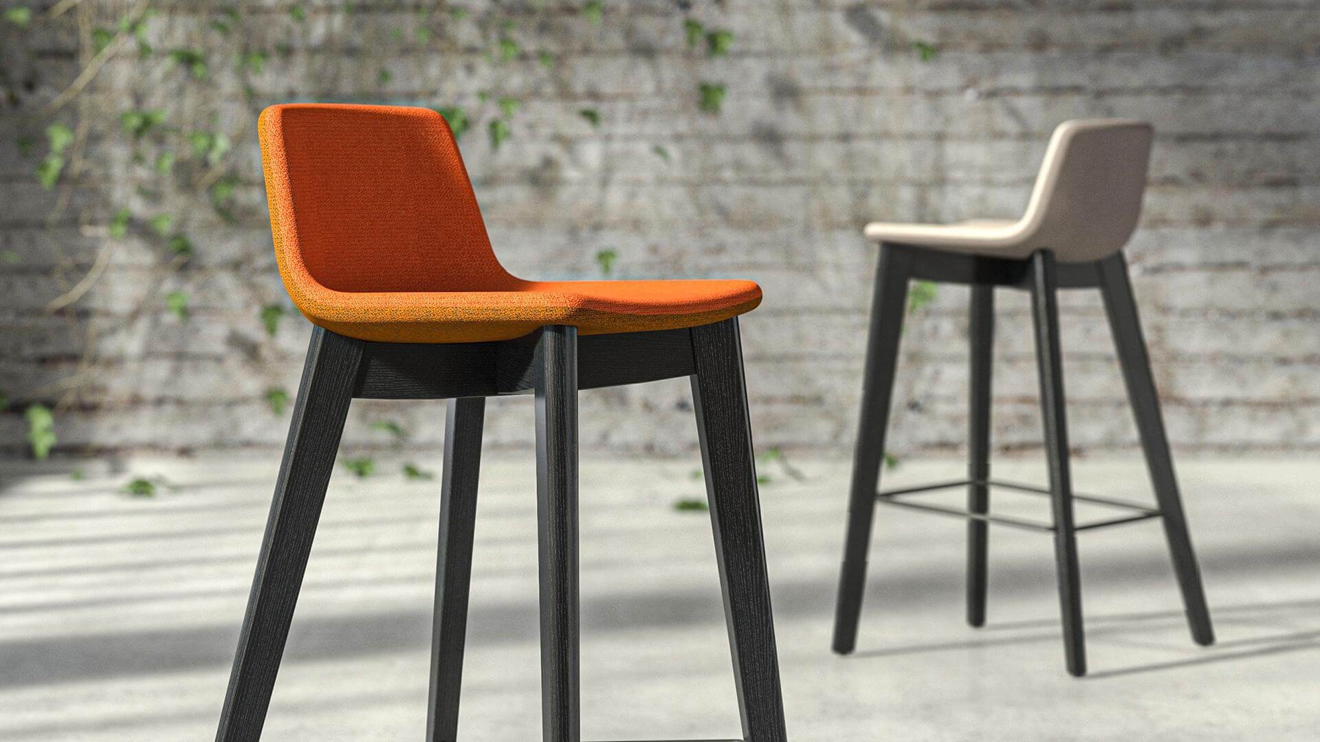 Twist & Sit Office High Stool w/Wood Base, Fabric 2