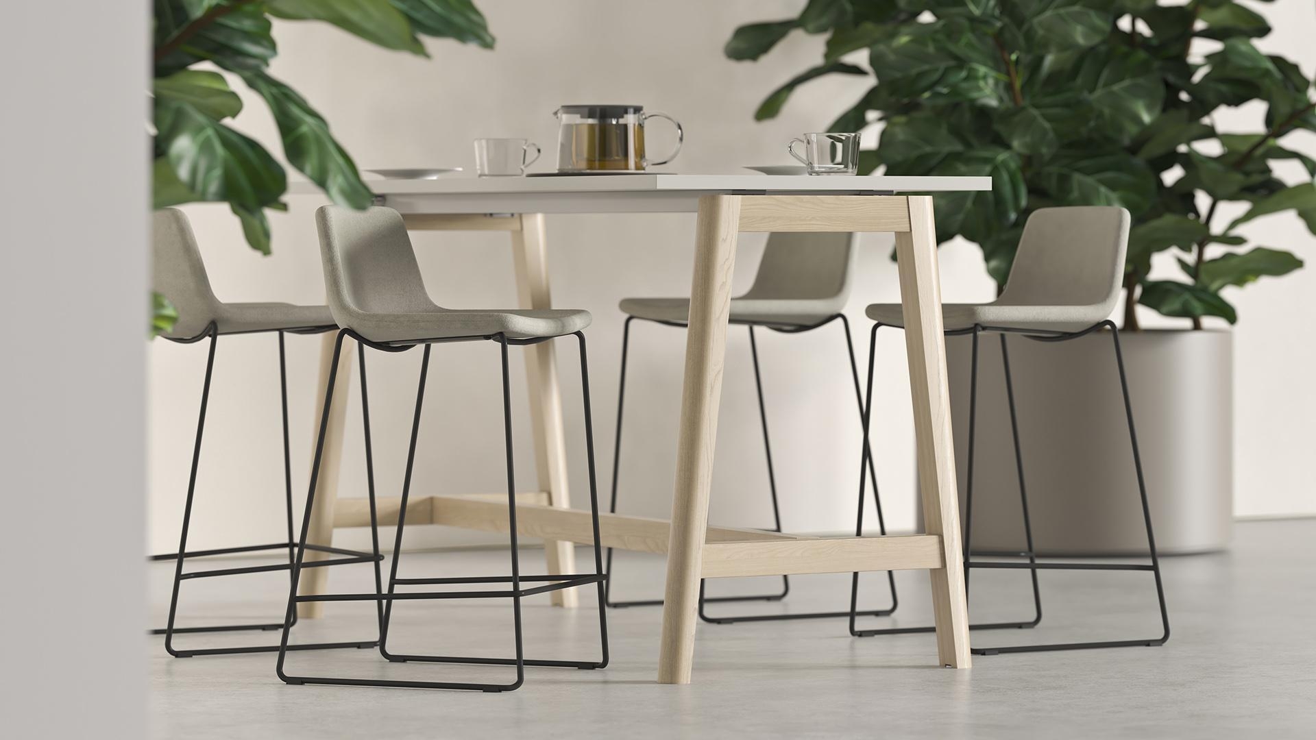 Twist & Sit Office Fabric High Bar Stool w/Wire Base