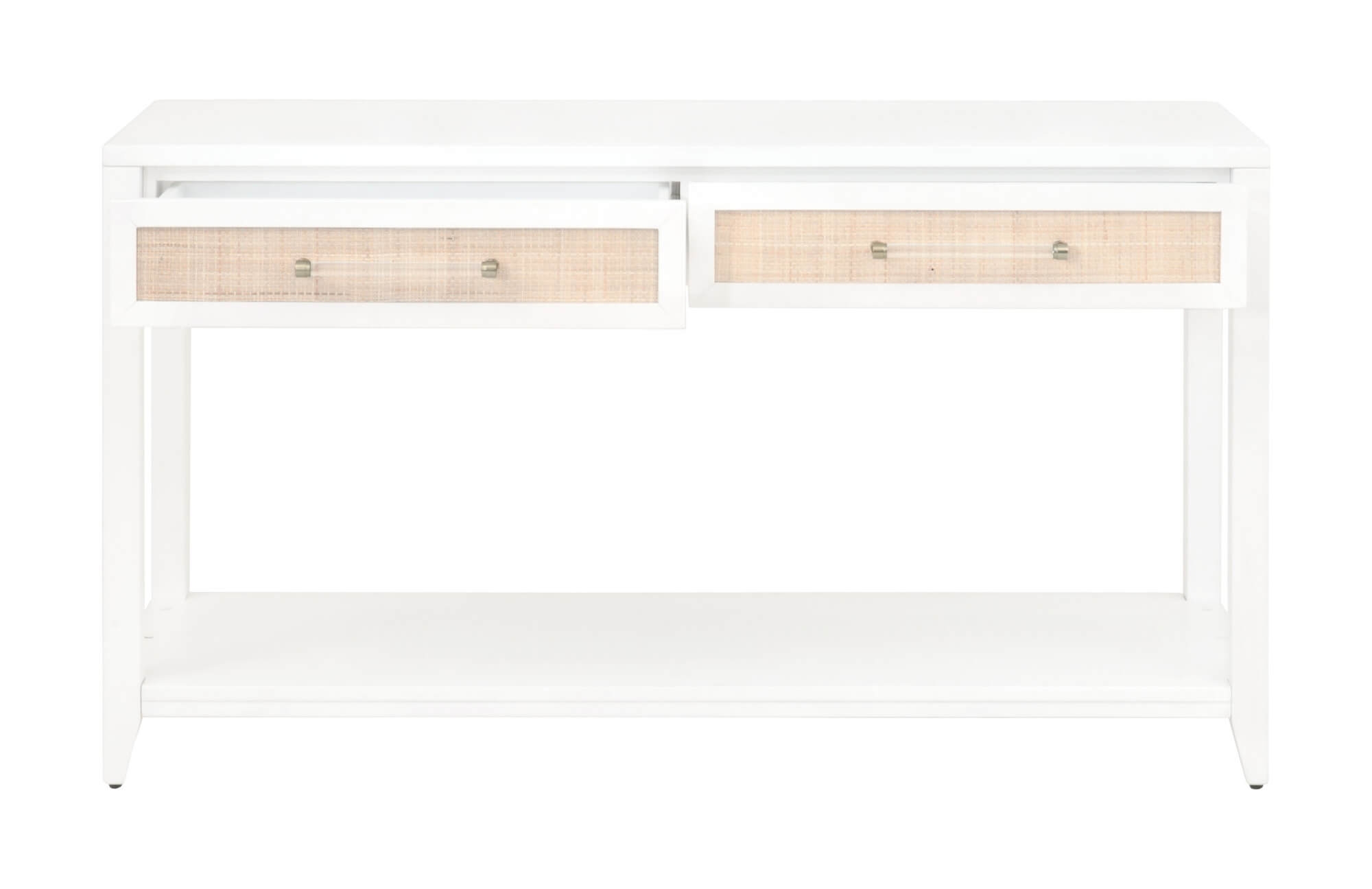 Holland Wood/Rattan Console Table w/2 Drawers
