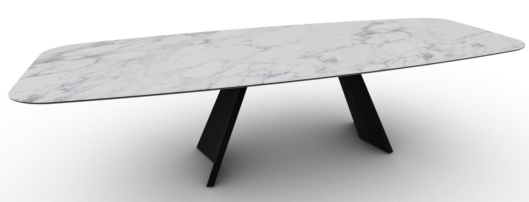 Icaro W118.1-inch Ceramic/Wood Customizable Elliptical Dining Table
