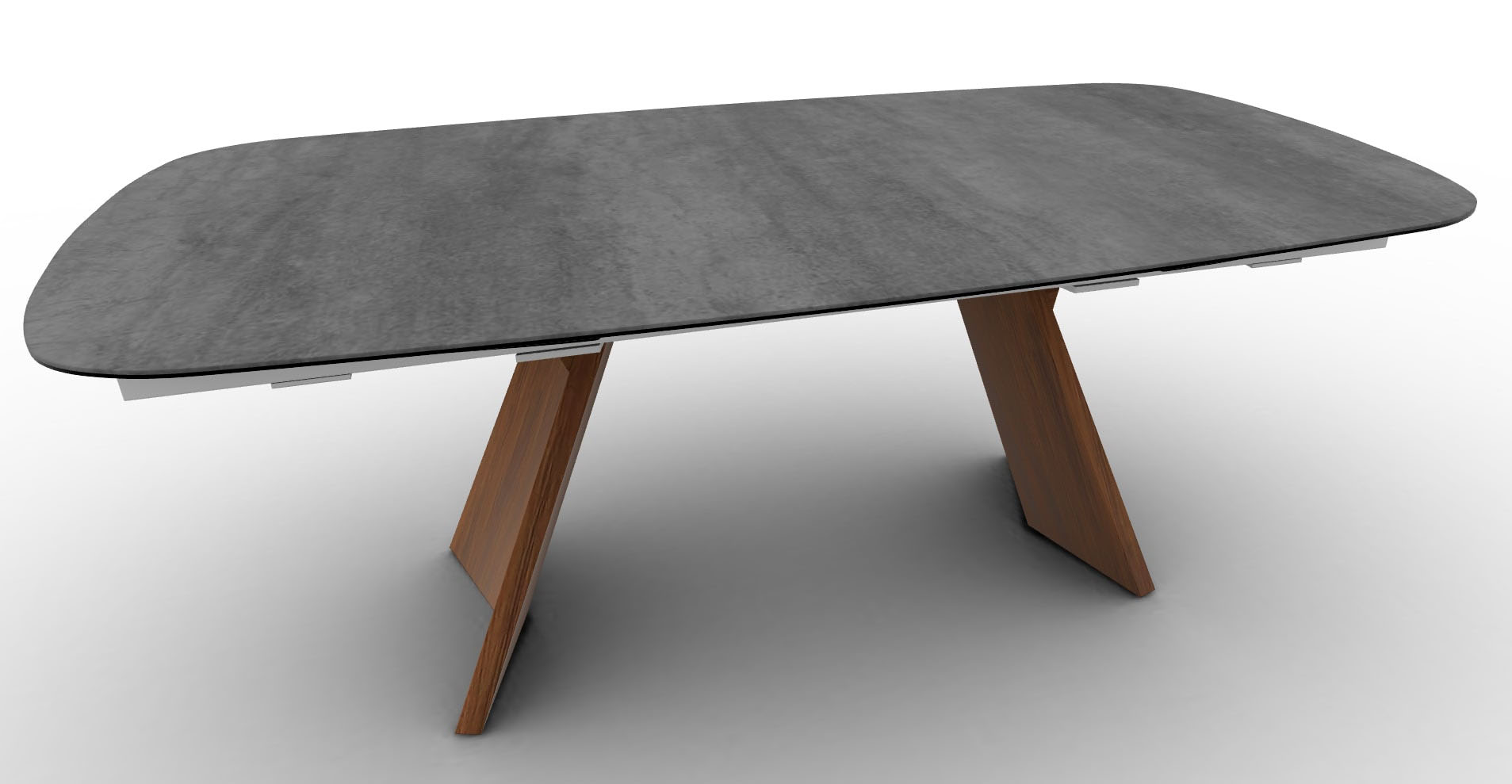 Icaro W78.7"-97.6"-116.5" Ceramic/Wood Customizable Extendable Elliptical Dining Table