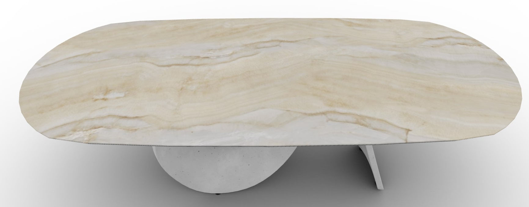 Seashell W98.4-inch Ceramic/Cement Customizable Oval Dining Table