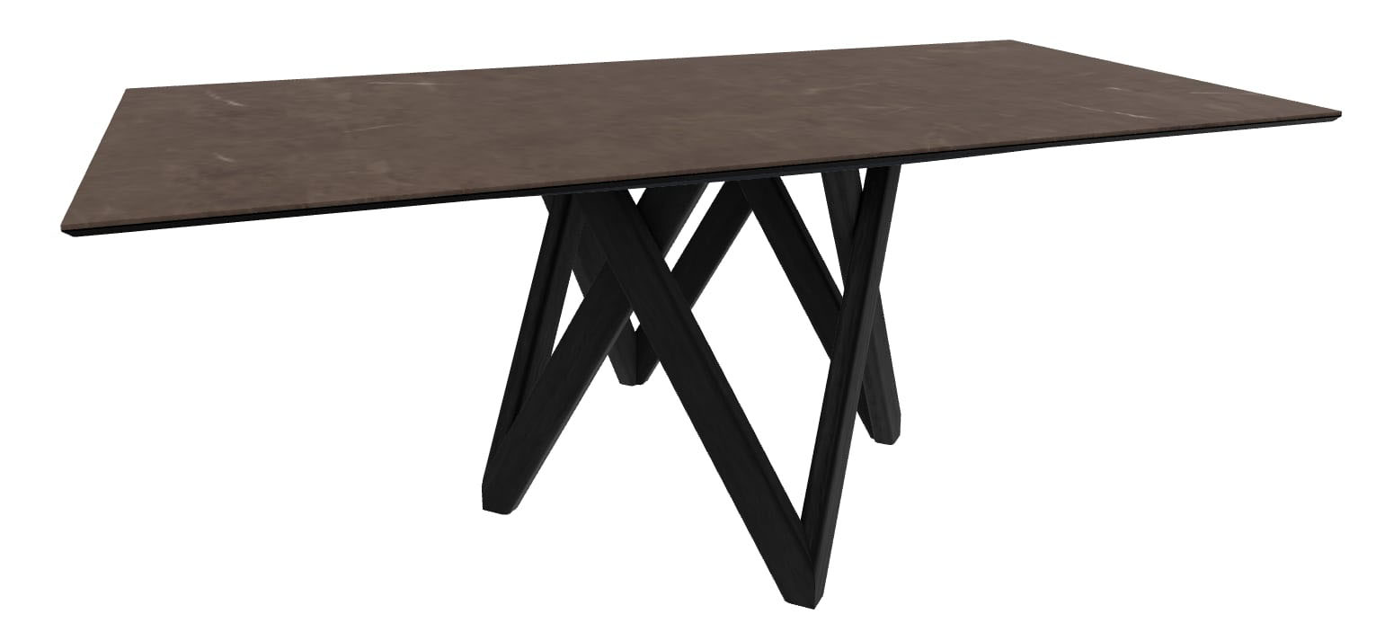 Cartesio W98.4-inch Ceramic/Metal/Wood Customizable Rectangular Dining Table