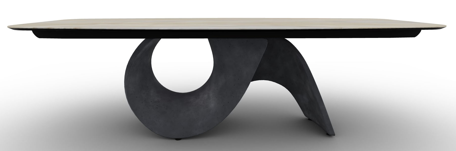 Seashell W98.4-inch Ceramic/Cement Customizable Elliptical Dining Table