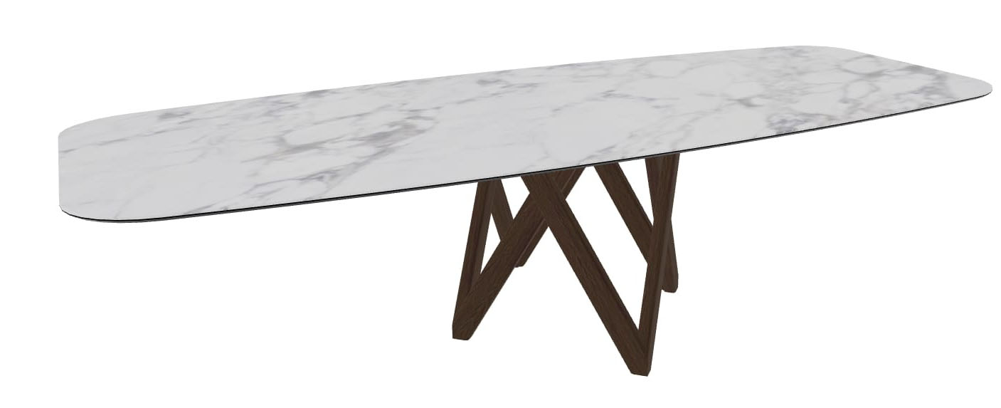 Cartesio W118.1-inch Ceramic/Metal/Wood Customizable Elliptical Dining Table