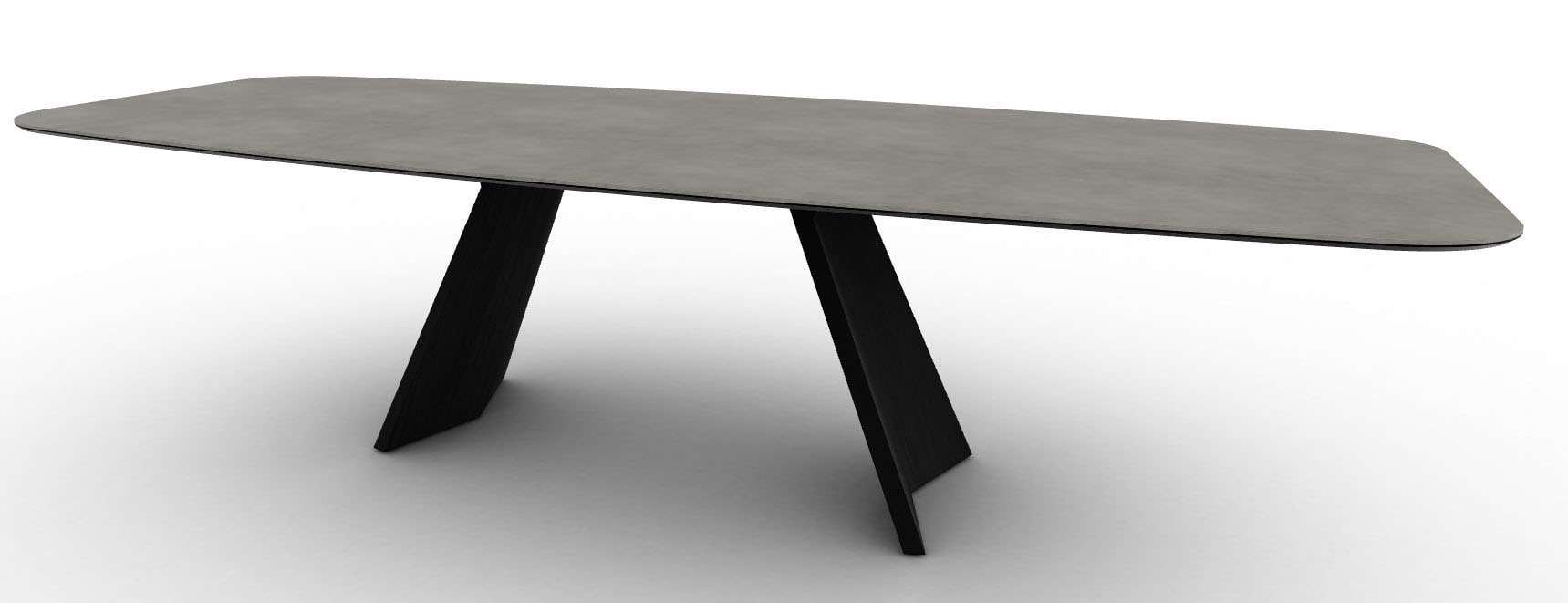 Icaro W118.1-inch Ceramic/Wood Customizable Elliptical Dining Table