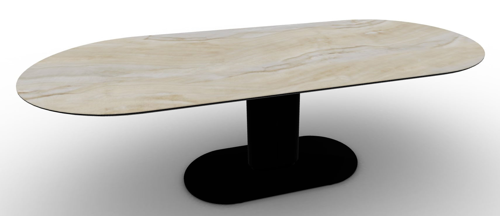 Cameo W98.4-inch Ceramic/Metal/Wood Customizable Oval Dining Table