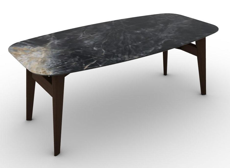Abrey W78.7-inch Ceramic/Wood Customizable Elliptical Dining Table