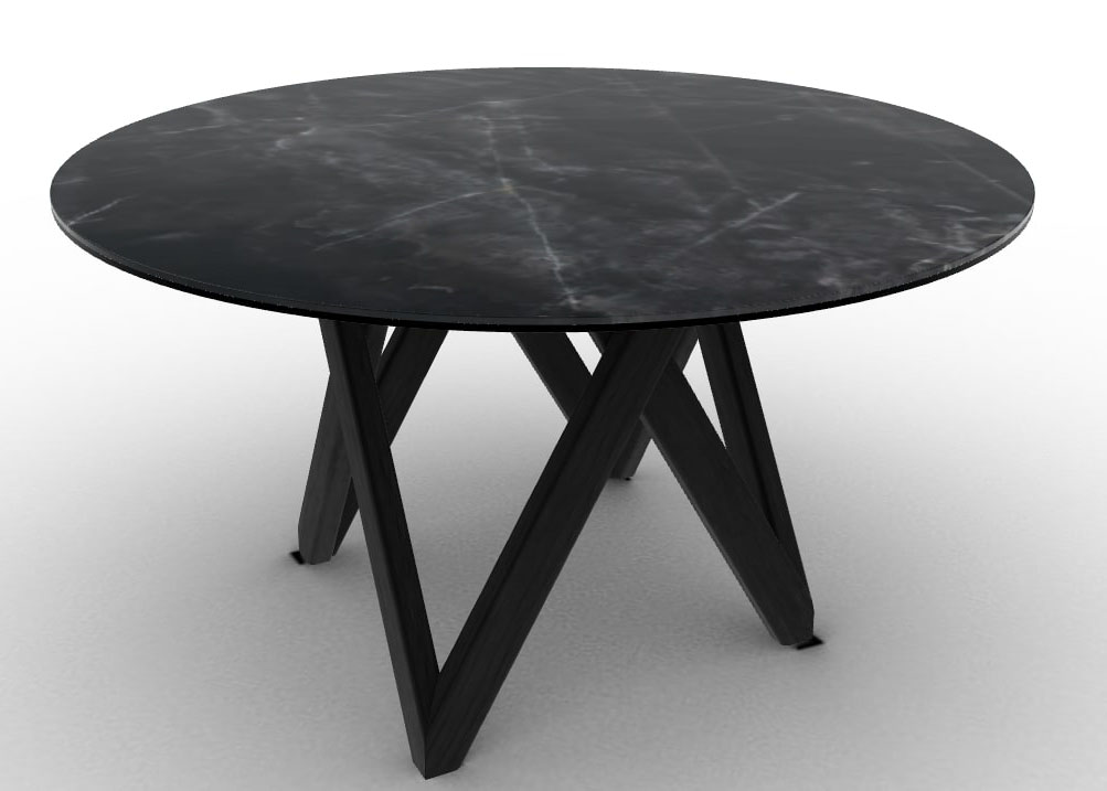 Cartesio W62.9-inch Ceramic/Metal/Wood Customizable Round Dining Table