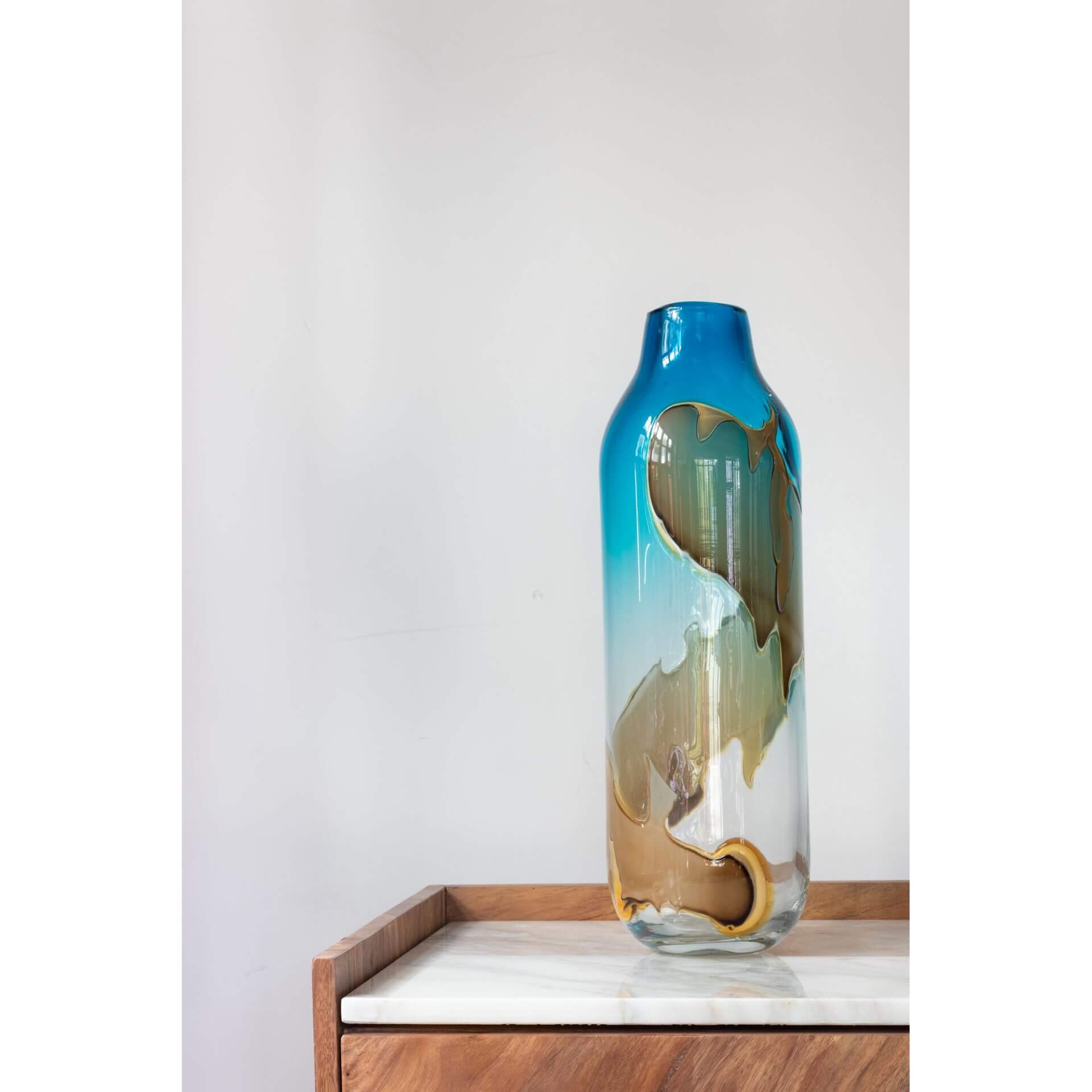 Mystic Blue Glass Vase, Tall by MOE'S